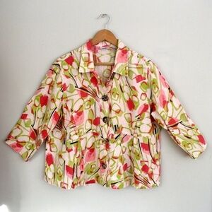 Click by Color Me Cotton Floral Linen Shirt Jacket